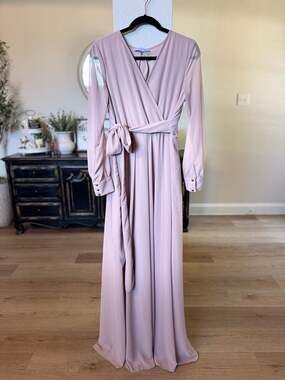 BalticBorn Lydiah Long Sleeve Chiffon Maxi Blush Pink size Large